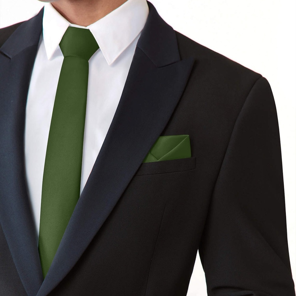Azazie Olive green boy’s neck ties (3), men’s bow tie(1) and pocket square (1)